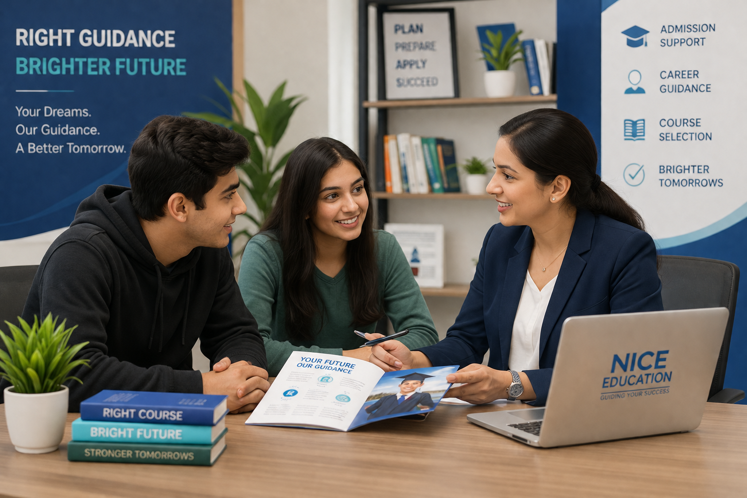 Students receiving education guidance